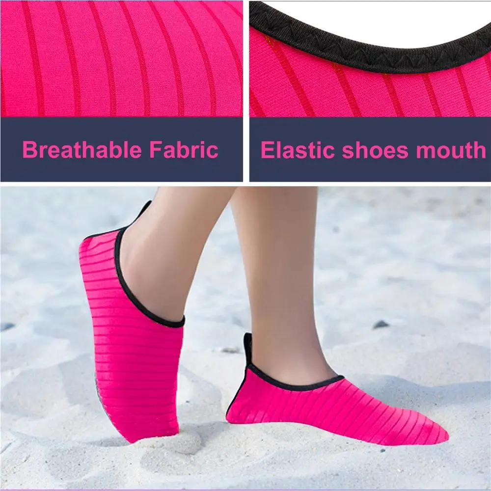 

Calzado Playa Yoga Jogging Sneakers Men Women Water Shoes Swimming Shoes Rose Red Summer Aqua Beach Shoes Seaside Socks Slippers