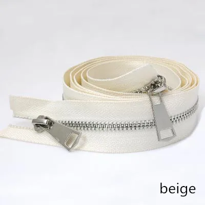 2 шт. Meetee 5# металлическая застежка-молния двойной конец длинная застежка-молния 120 см двойные ползунки замок для шитья пуховика одежда пальто аксессуары - Цвет: beige
