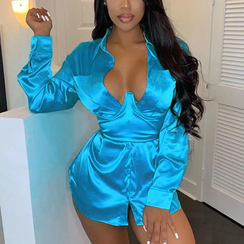 Женская однотонная черная сексуальная свободная рубашка на пуговицах с длинным