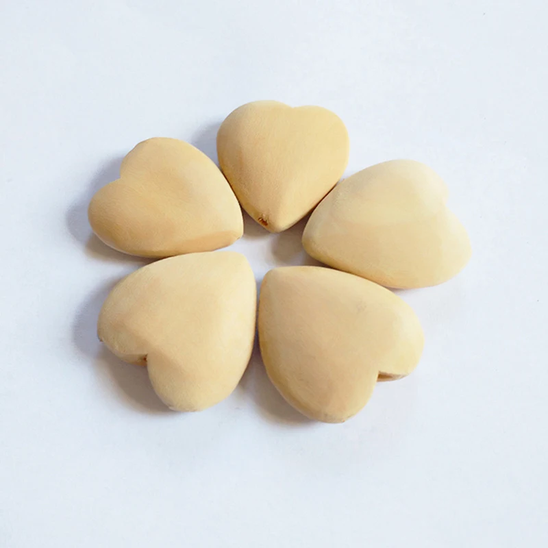 

No Varnish DIY Beads Baby Teether Mini Wood Love Hearts Bead Wooden Teething Beads Good Gifts for Kids Over 4 Months