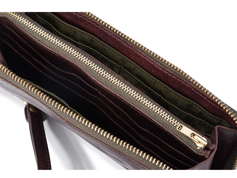 High Quality Vintage Real Cowhide Men Wallet Cash Purse Zipper Modern Stylish Male Long Day Clutches Wristlets Wallet Card Case