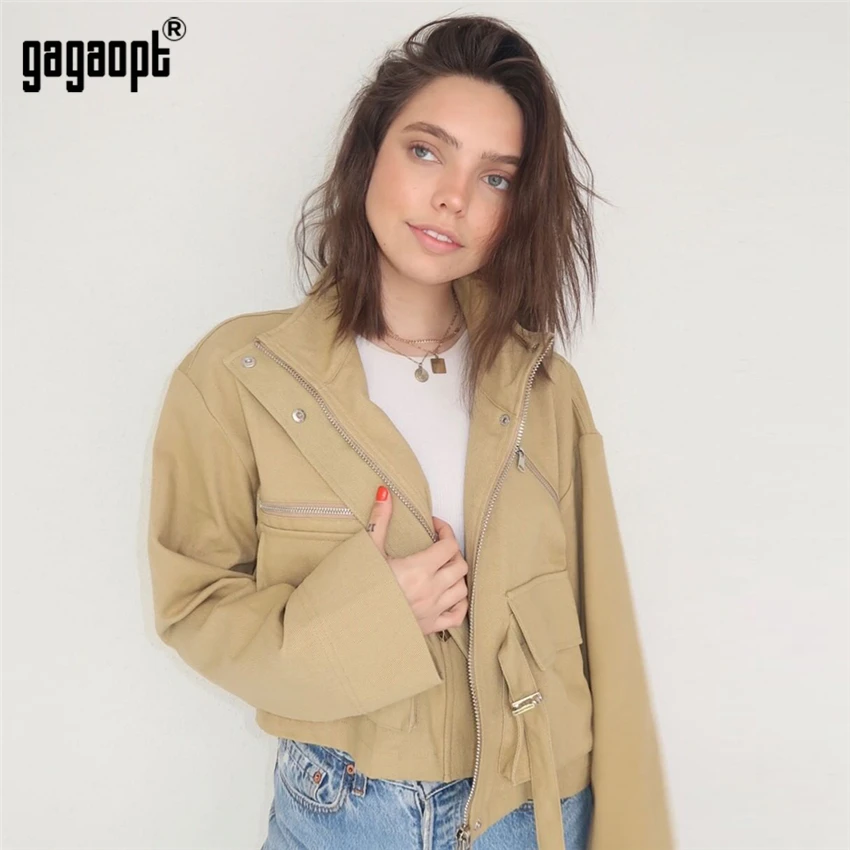 Gagaopt пальто цвета хаки для женщин Классическая Повседневная Офисная Женская