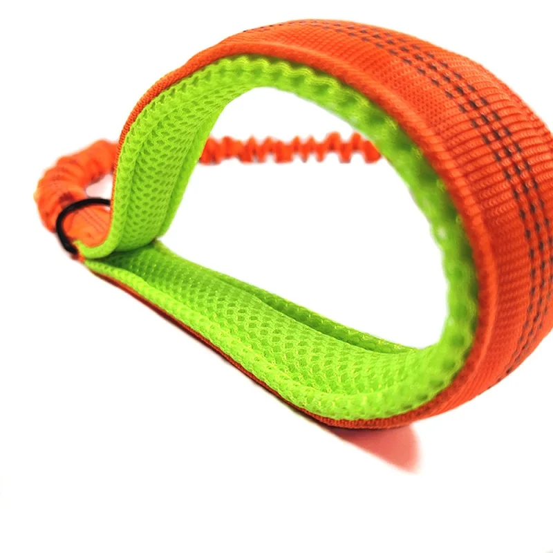 Поводок для большой собаки с двойной ручкой эластичный буфер Светоотражающий