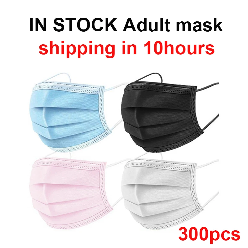 

Одноразовые маски для лица из нетканого материала, 3 слоя, с фильтром, пылезащитные дышащие защитные маски для взрослых, 300 шт.
