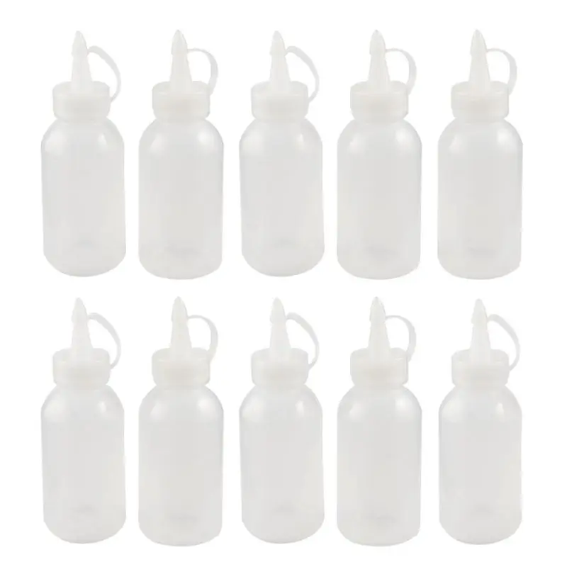 10Pcs Plastic Squeeze Bottle Small Squirt Jet Sauce Condiment Ketchup Mayo Oil Salad Sauce Dispenser