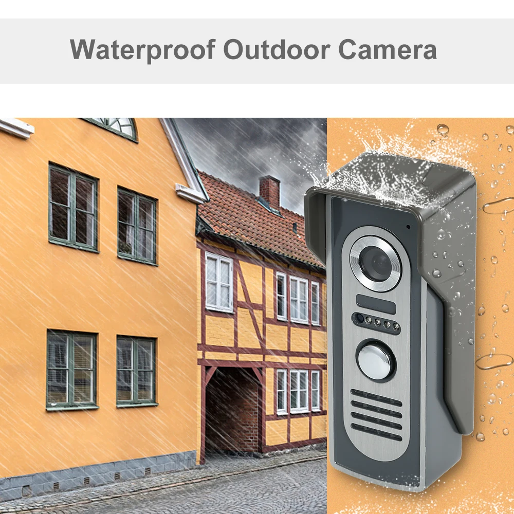 

Video Door Phone 7-inch Color Doorbell Intercom Kit Waterproof Outdoor Camera Indoor Monitor Night Vision Home Security