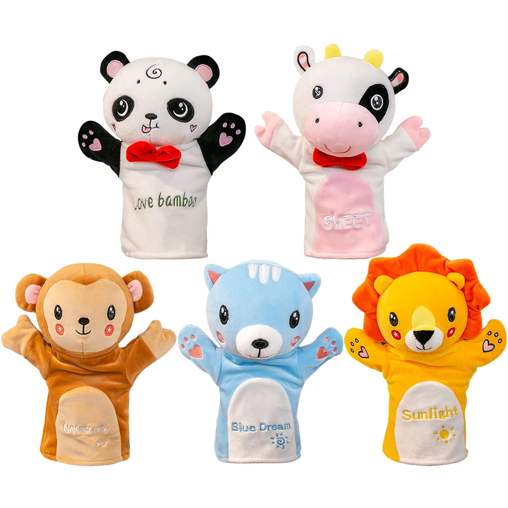 

Baby Animal Hand Puppet Cartoon Plush Doll Kids Educational Learning Cognition Toys Pretend Telling Story Finger Doll Gift