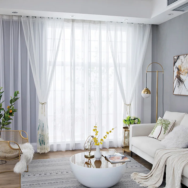 

Nordic Style Velvet Embroidered Curtain For Living Room Feather Tulle Curtain For Bedroom Balcony Voile Drape Fashion X128#40