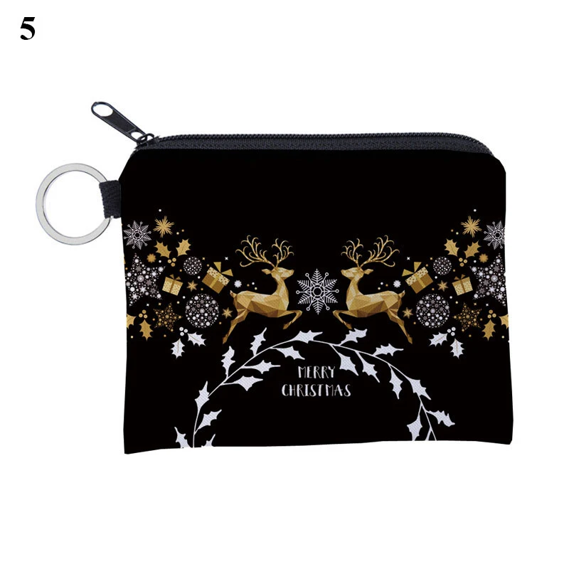 

Рождественский Кошелек для монет с принтом лося, красные клетчатые бумажники на молнии, водонепроницаемый Женский кошелек в рождественско...