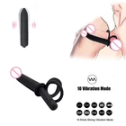 Вибратор с двойным проникновением, вибратор Strapon на ремешке для пениса, Анальная пробка для мужчин, интимные игрушки для мужчин, магазин интимных товаров