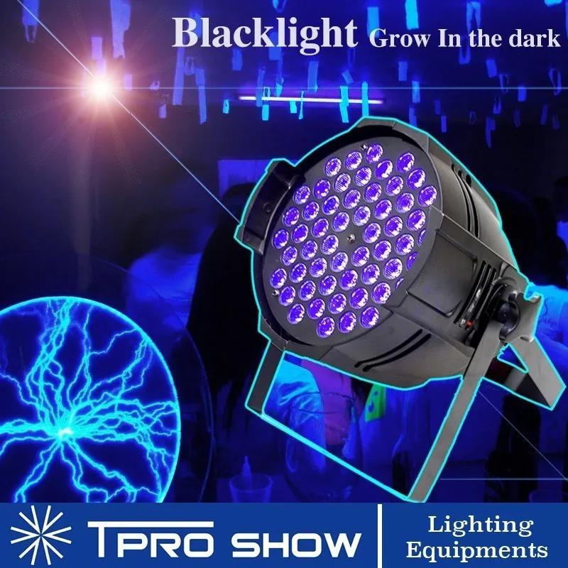 DMX Blacklight 162 Вт УФ светодиодный PAR 54x3 Вт сценический световой эффект ультрафиолетовые люки стробоскоп затемнение вспышка для звука вечерние диджей для диско клуба