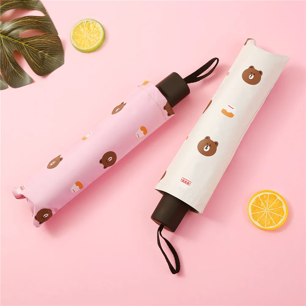 Новый стильный виниловый Зонт с мультяшным медведем Солнцезащитный зонт в