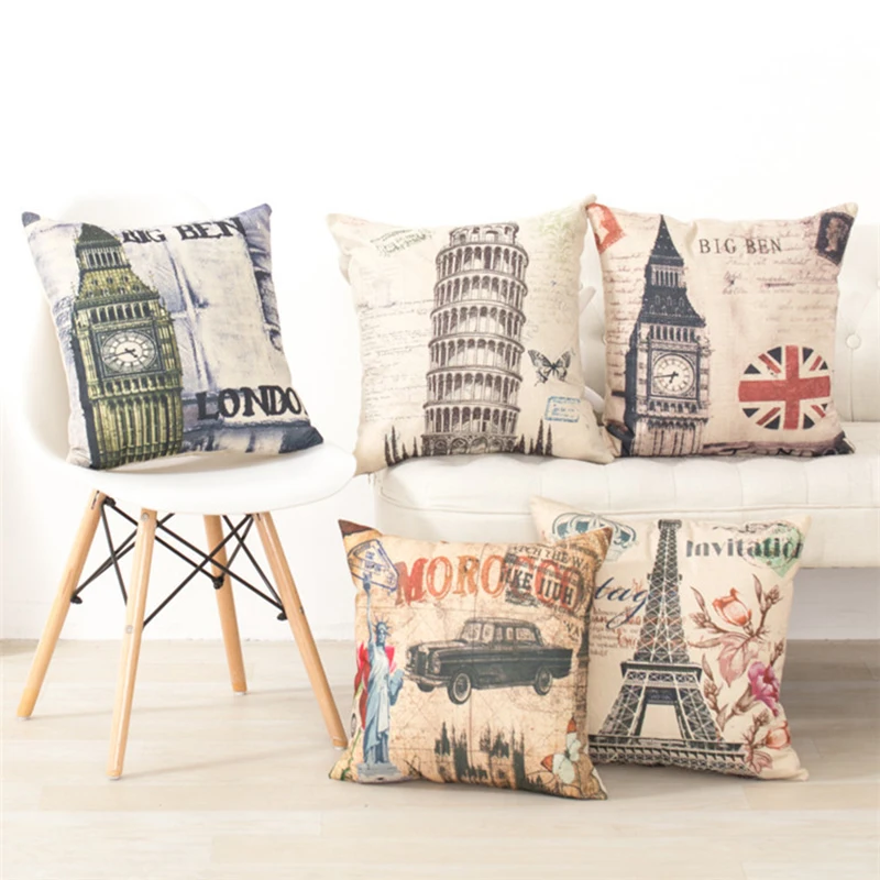 Эйфелева Башня Биг Бен наволочка льняное белье европейская Подушка с