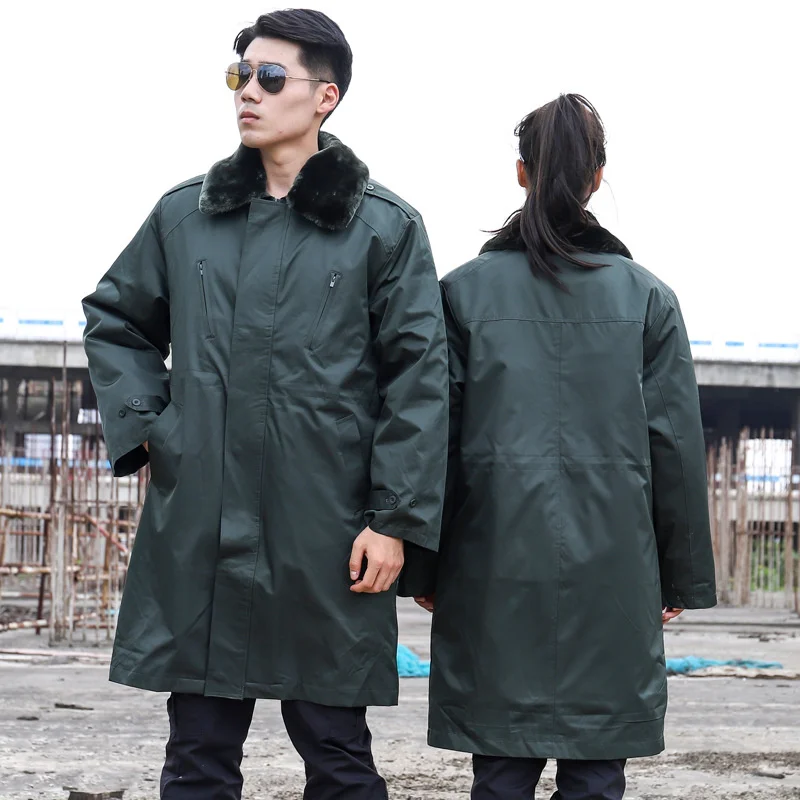 

Military Men's Middle Long Thickened Cotton Clothes Women's Warm Labor Protection Work Jacket Outdoor Militia Soldier Uniform