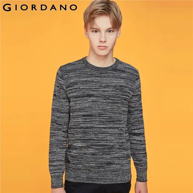 Giordano мужской джемпер с круглым вырезом и длинными рукавами из натурального