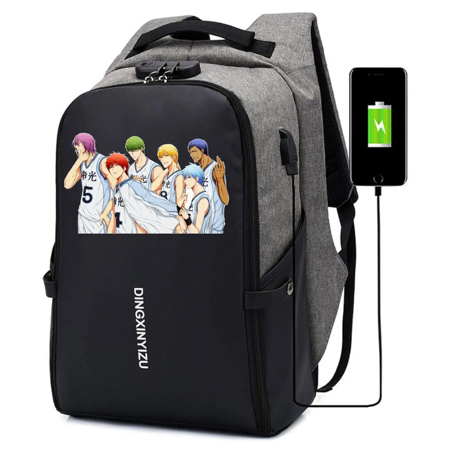 

anime Kuroko's Basketball Backpack teenagers Anti-theft USB Charging Knapsack student book Bags UNISEX Laptop Travel backpack
