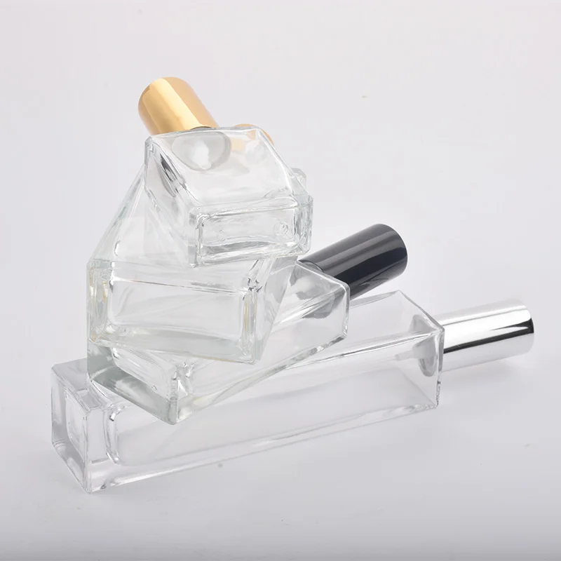 

5pcs 15ml 30ml 50ml Clear Mini Sample Refillable Perfume Spray Glass Atomizer Bottle With Black Golden Silver Lid