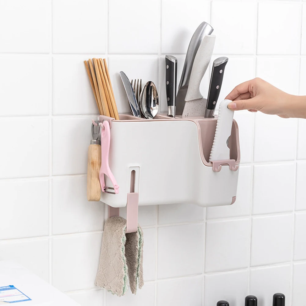 

Multifunction Tableware Cutlery Box Wall Mounted Spoon Chopsticks Fork Storage Sort Drain Rack Kitchen Tools