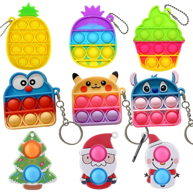 

Cute Pops Its Push Bubble Sensory Toy Autism Needs Squishy Stress Reliever Toys Anti-stress Fidget Mini Keychain Kids Gifts