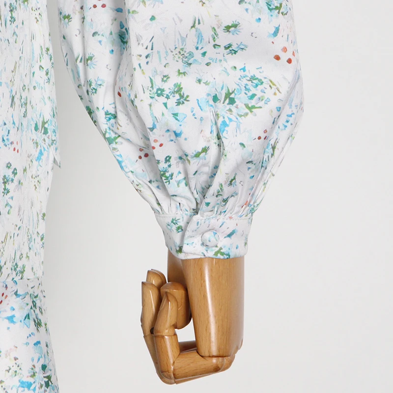 

TWOTWINSTYLE Elegant Patchwork Appliques Women's Dress V Neck Long Sleeve High Waist Slim Dresses Female Fashion New Clothing