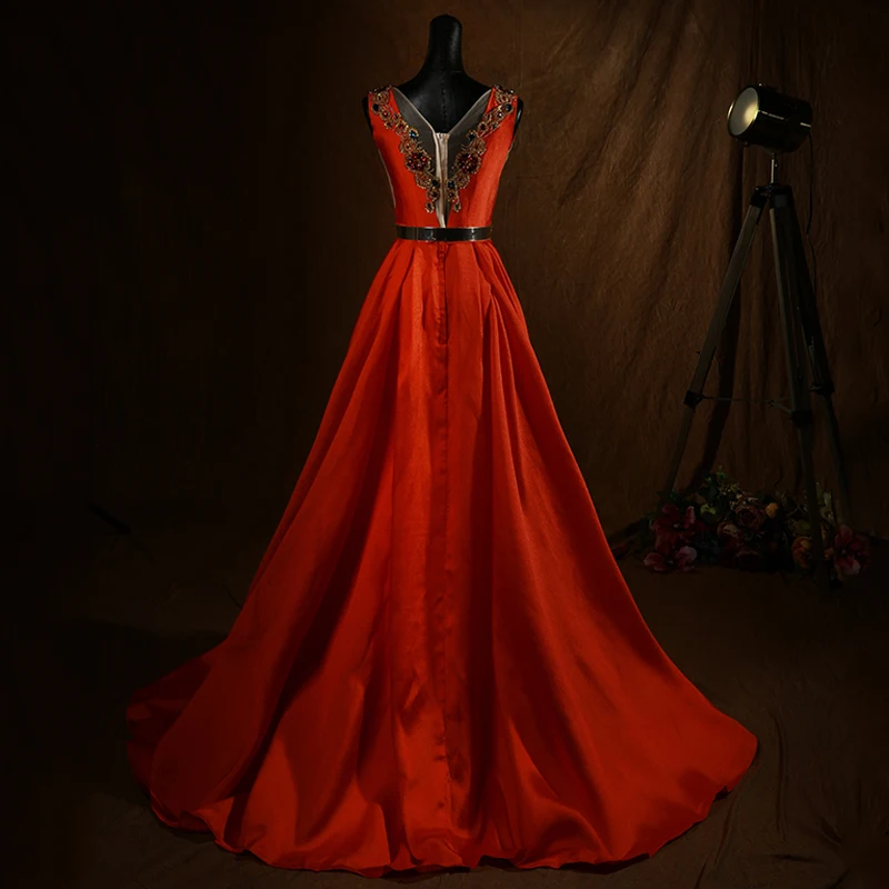 Vestidos сексуальное прозрачное вечернее платье с открытой спиной 2016 Красное