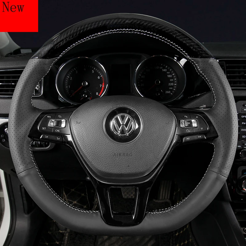 

DIY Hand-stitched Leather Car Steering Wheel Cover for Volkswagen Beetle Lavida CC Car Accessories