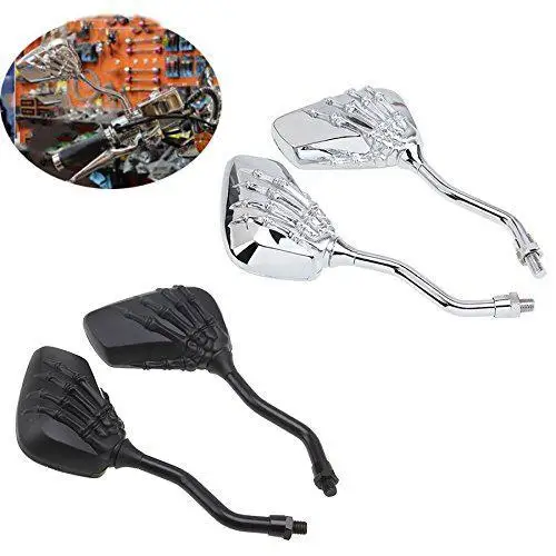 

Universal Motorcycle Rearview Mirror Chrome Retroviseur Moto Mirrors Skeleton Skull Rearview Scooter Mirrors Motor Accessories