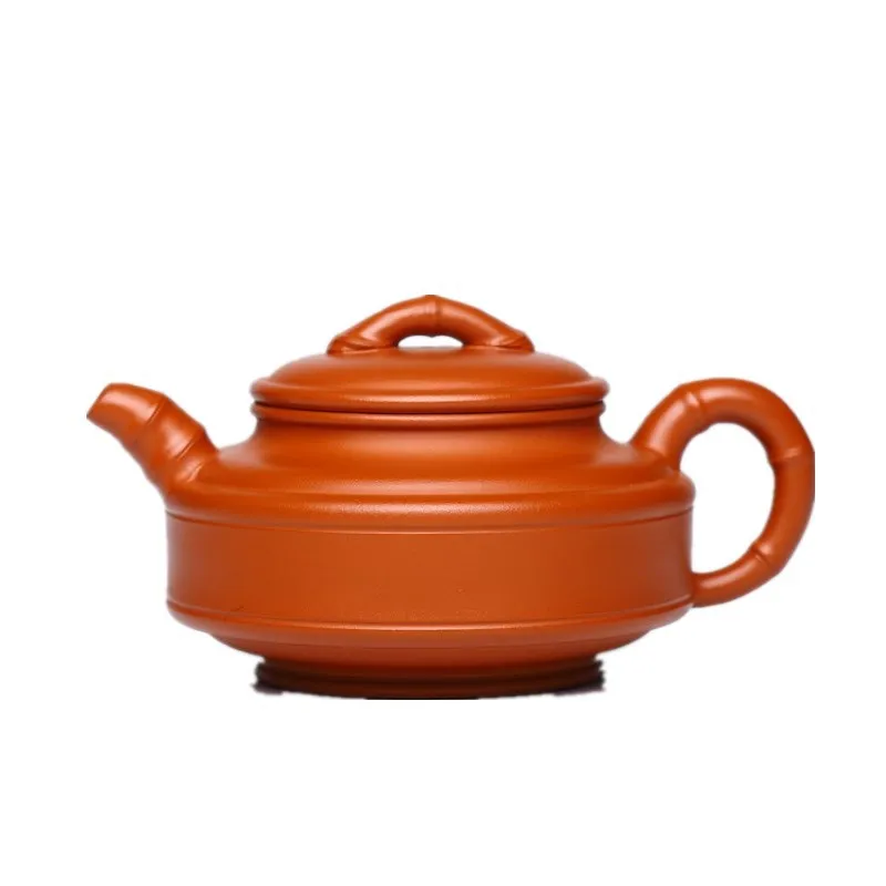 

Yixing Zisha teapot raw vermilion clay full manual double line bamboo drum teapot bamboo section Teapot Tea Making Teapot Tea