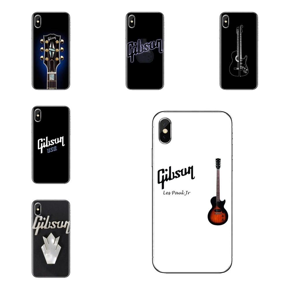 For Samsung Galaxy S3 S4 S5 Mini S6 S7 Edge S8 S9 S10 Plus Note 3 4 5 8 9 Transparent TPU Skin Case Gibson Guitar Music Acoustic |