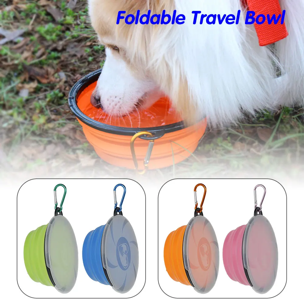 

450ML 2X Collapsible Dog Cat Pet Foldable Silicone Bowl Outdoor Travel Portable Puppy Food Container Feeder Pet Supplies