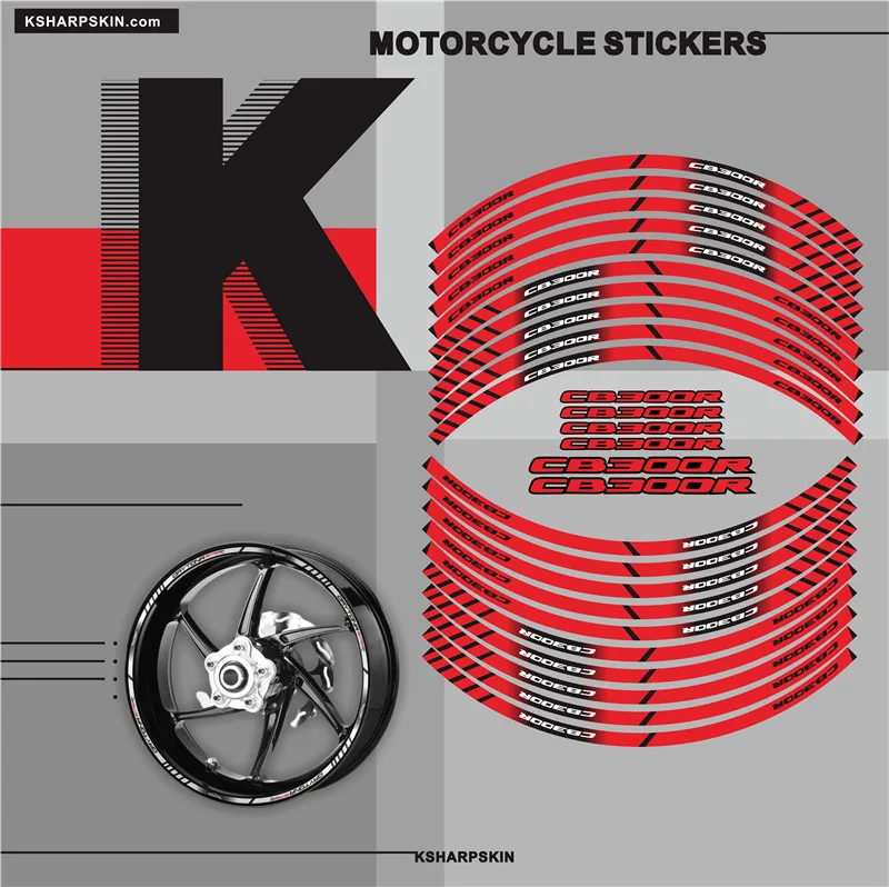

Motorcycle tyre sign decoration sticker inner rim reflective decals For HONDA CB300R
