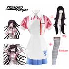 Косплей Костюм мицукан Мики из данганронпа 2 для женщин и мужчин, рубашка, юбка, фартук и парик из японского аниме