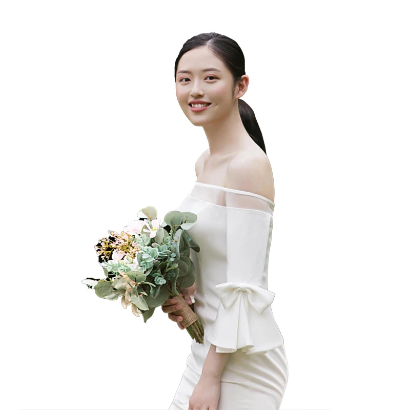 Элегантное белое свадебное платье 2019 года длинное Русалка с вырезом лодочкой