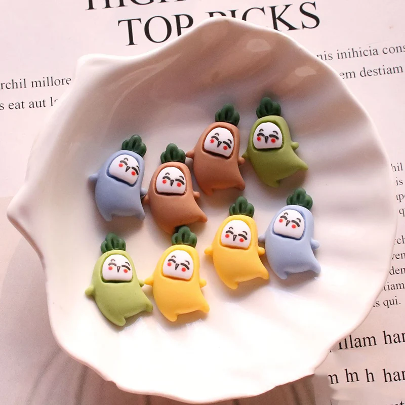 

20pcs Resin Kawaii Radish Flatback Cabochon Fit Phone Case Decoration DIY Scrapbooking for Kids Hair Bows Accessories 16*21mm