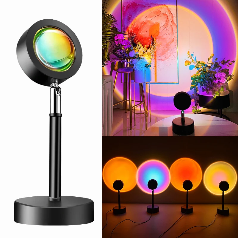 

USB Sunset Projection Lamp Rainbow Atmosphere Led Lamp Sunset Desk Lamp for Bedroom Decor Coffe Shop Wall Decoration Night Light