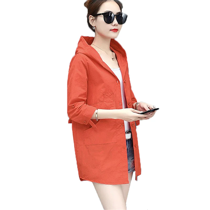 

Женский плащ, Новинка весна-осень 2019, тонкое пальто, длинное секционное свободное повседневное пальто, женская одежда для защиты от солнца ...