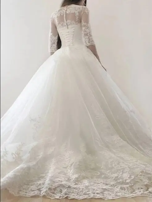 Женское свадебное платье из тюля Robe de mariee винтажное кружевное с коротким рукавом