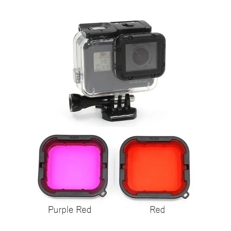 

New 2 in 1 Set Purple-Red Red Filter Lens For Blue Green Color Correction For GoPro Hero 5 6 Camera