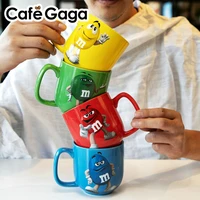 cute mm beans coffee mugs tea cups and mugs cartoon cute expression mark large capacity drinkware christmas gifts