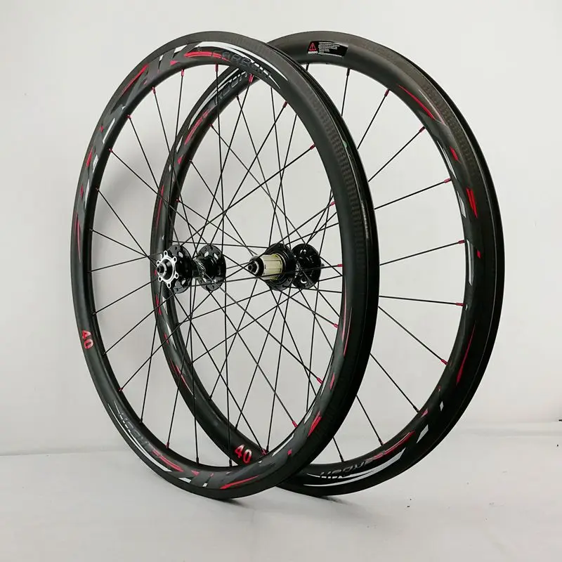 Verkaufen 700C Straße Fahrrad Disc Brake Laufradsatz, 40mm Klammer Zyklus Kreuz Bike Carbon Rad, Carbon Felge Tubeless Kies Wheel24hole 9mm QR