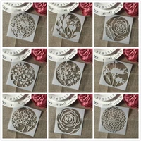 9pcslot 5inch flower daisy rose diy layering stencils painting scrapbook coloring embossing album decorative card template