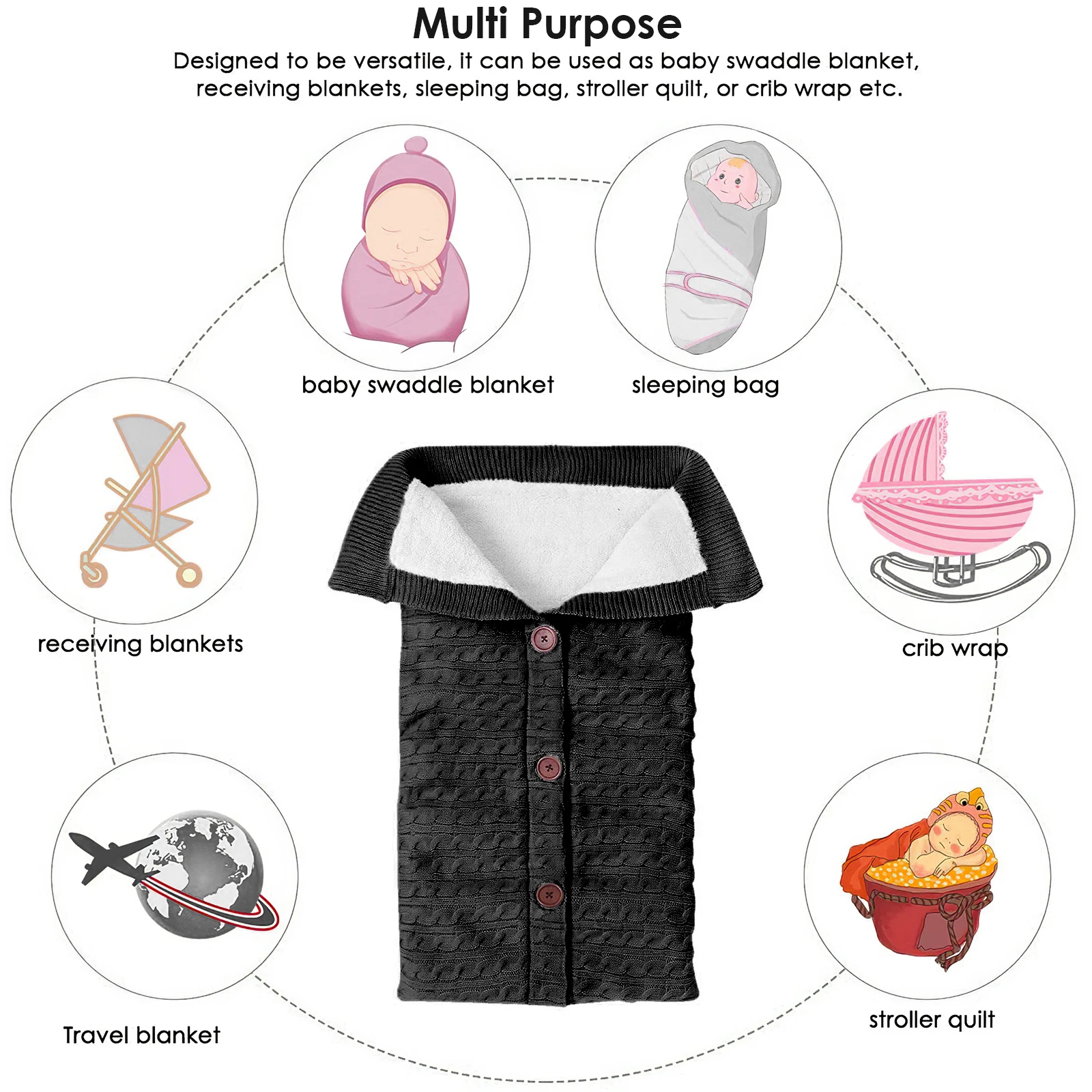 Зимние теплые детские одеяла вязаный крючком свитер с пуговицами толстый теплый