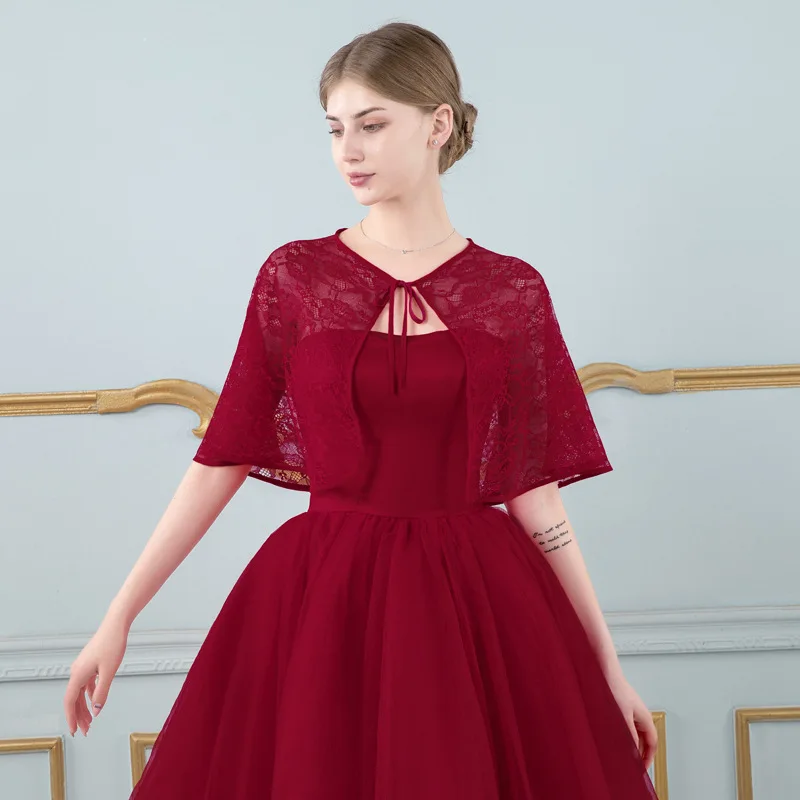 JaneVini винтажные Летние черные кружевные свадебные обертывания и шали короткие