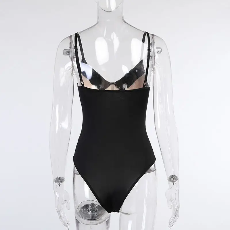 

HI-FASHION New Low Cut Korea Sexy V-Neck Stripe Stitching Tank Elastic Hith Waist Sexy Women 2021 Summer Tops Bodysuits