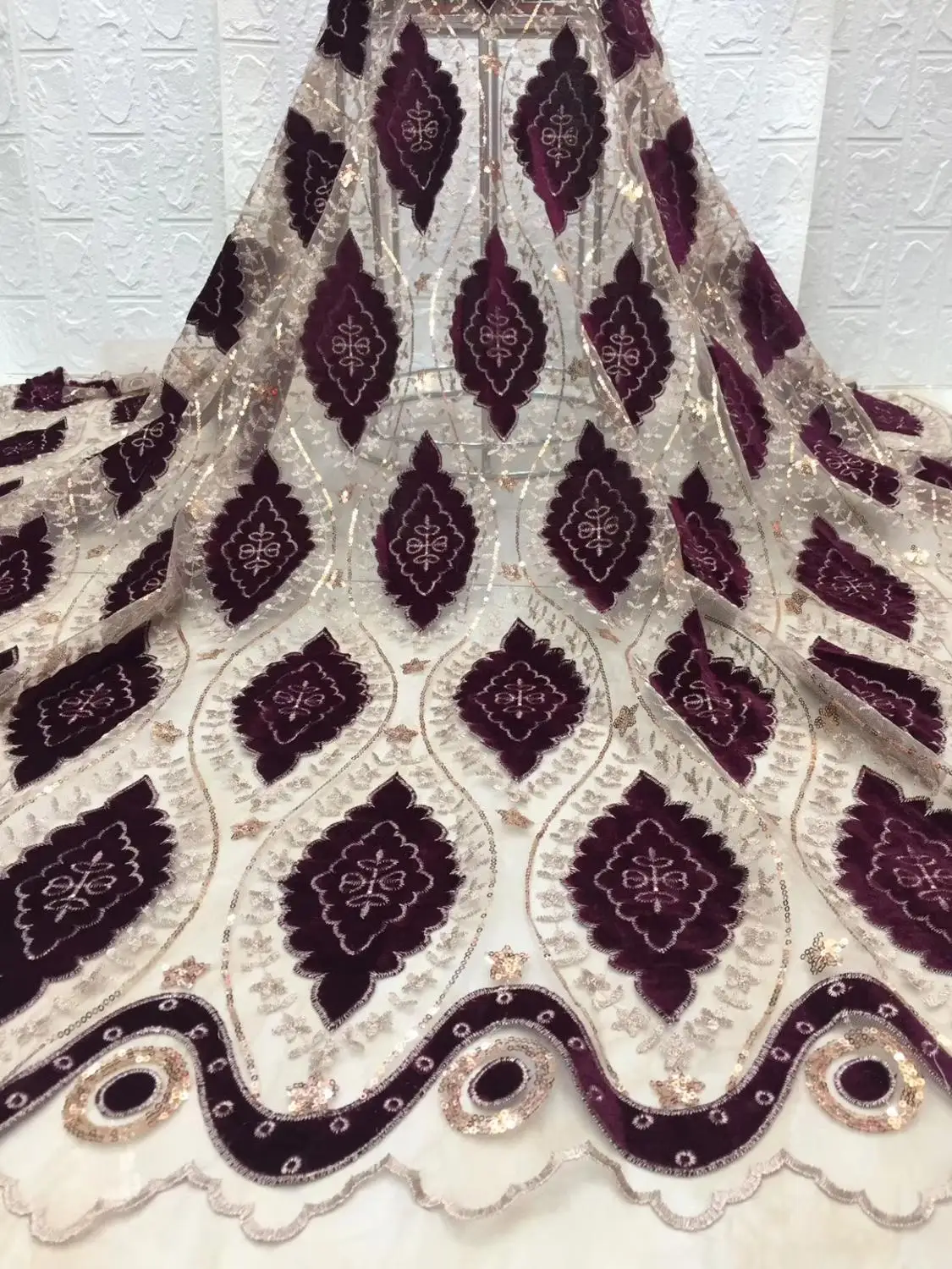 2019 новейший насыщенно голубой французское кружево с бархатной ткани высокого