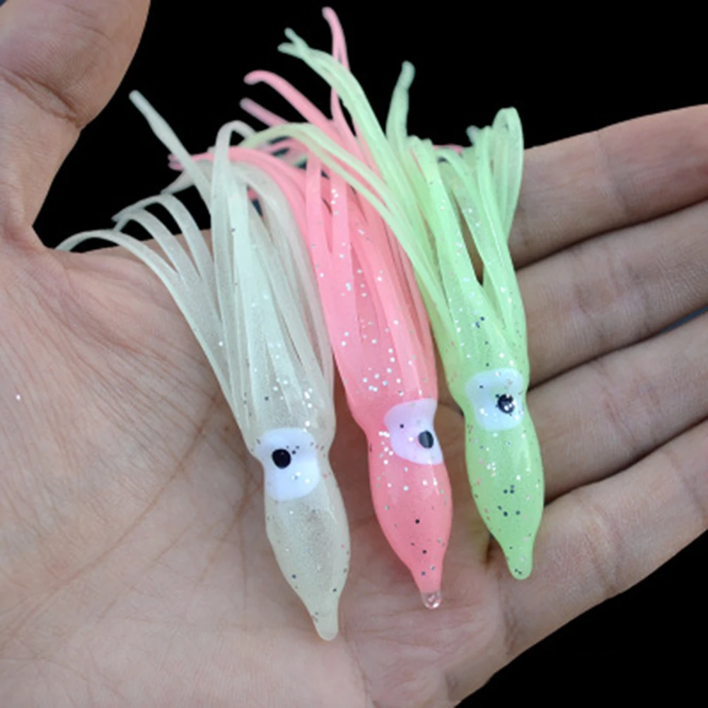 

5/10pc Luminous Octopus Bait 9cm 10cm 12cm Sea Fishing Bionic Soft Squid Bait High Quality High Imitation Silicone Bait