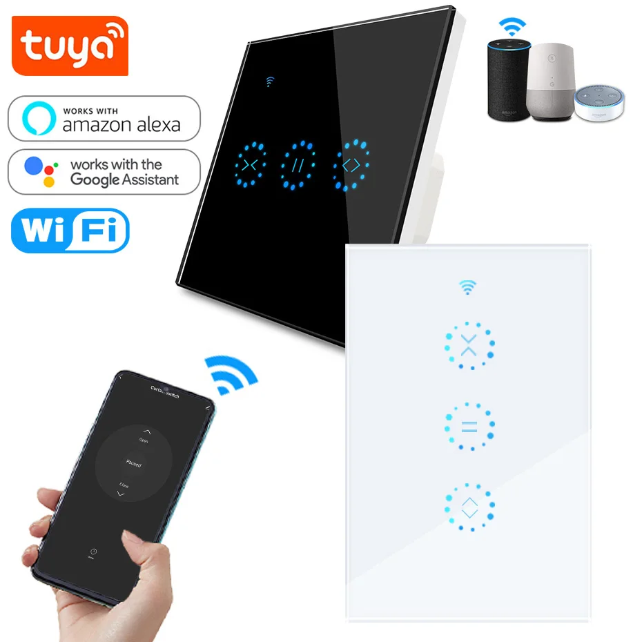 

EU/US Smart WiFi Curtain Blinds Switch 10A for Roller Shutter Electric Motor Waterproof APP Control Work with Alexa Google Home