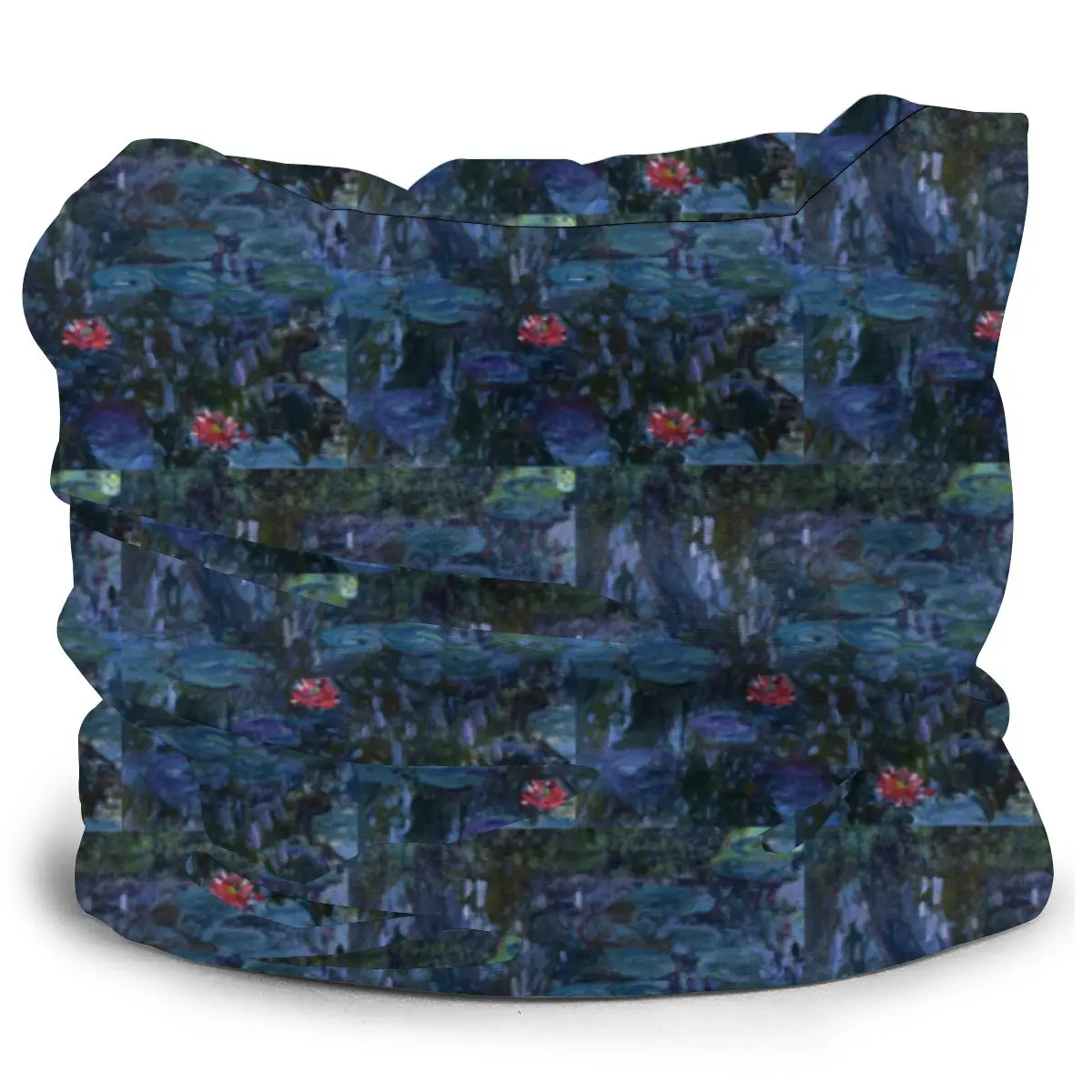 Шарф-маска на половину лица с изображением Кувшинок и отражения ивы бесшовные