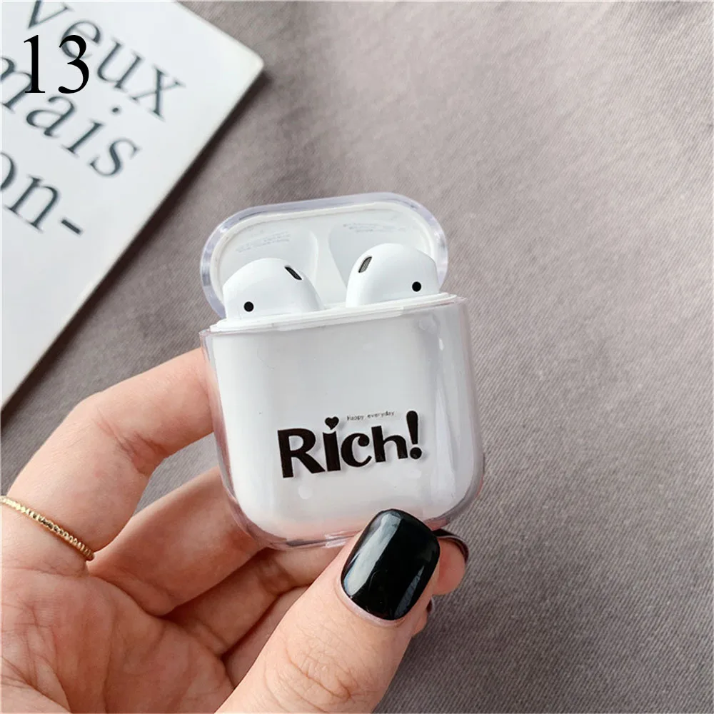 13 Модный 1 шт. Прозрачный жесткий чехол для Apple Airpods чехол Аксессуары для наушников Защитный рукав противоударное покрытие для наушников - Цвет: 13