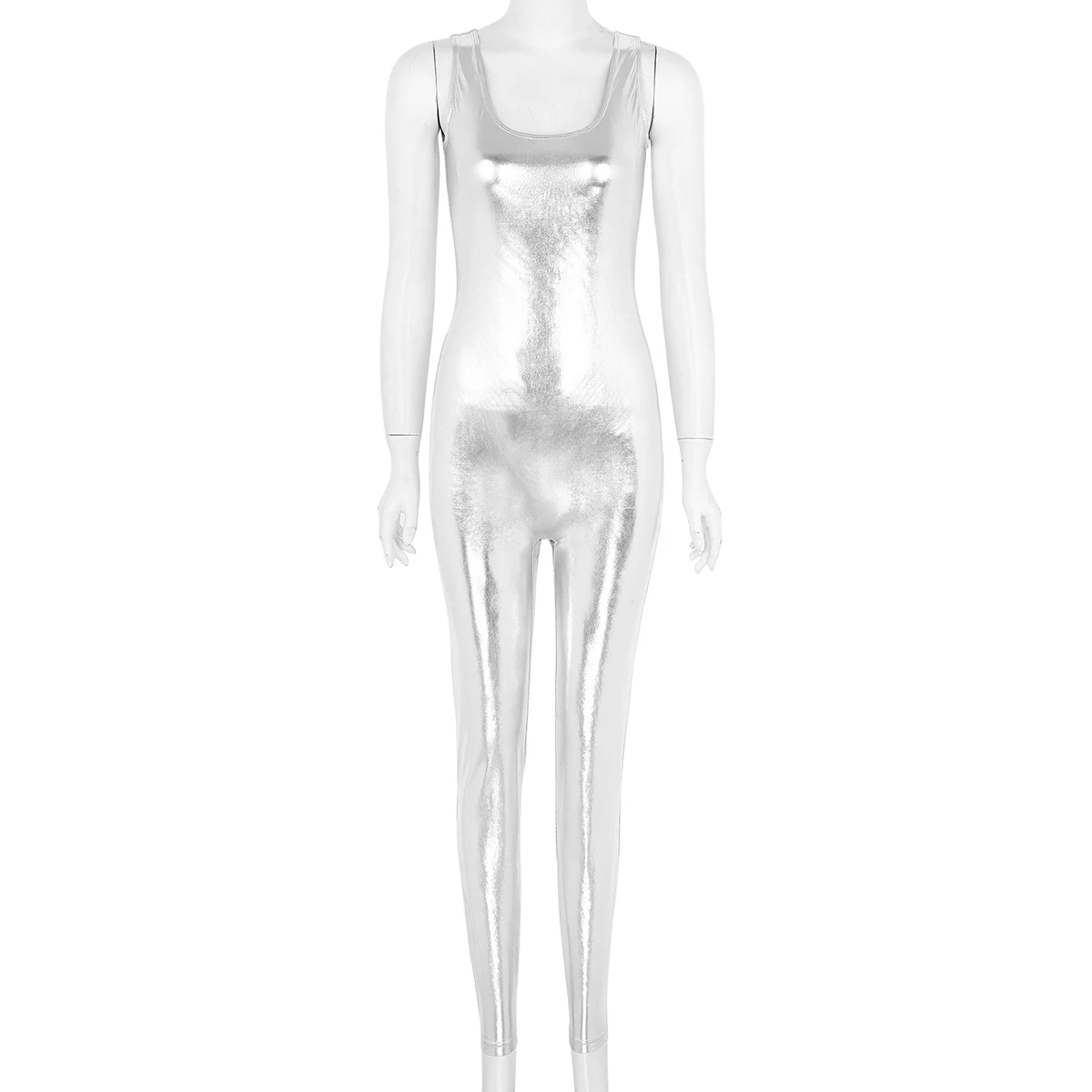 Женский Блестящий металлический Купальник для танцев одежда без рукавов u